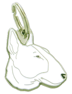Bull terrier branco <br> (placa de identificação para cães, Gravado incluído)